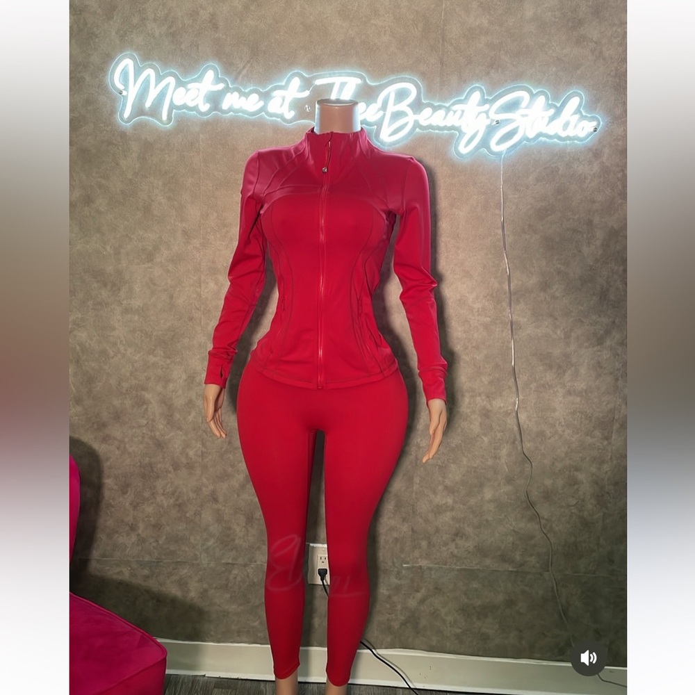 Lulu Lemon Red Jacket and Leggings Set